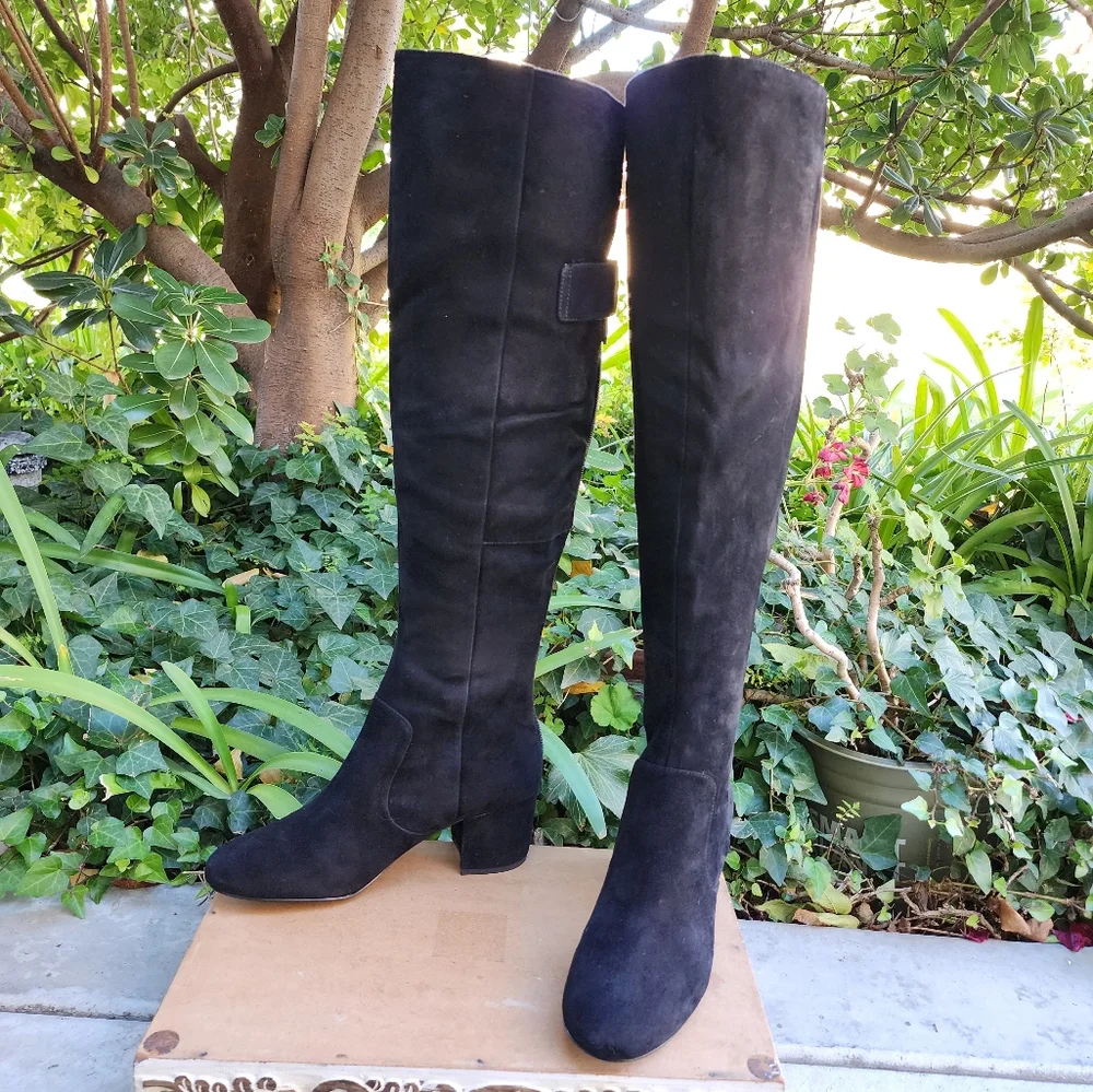 Chic Nine West Black Soft Suede OTK Boots